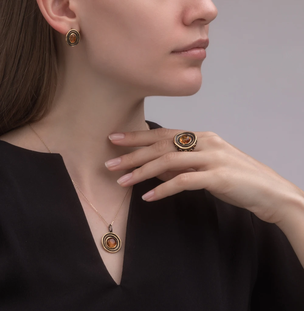Silver earrings with amber SUNLIGHT test 925