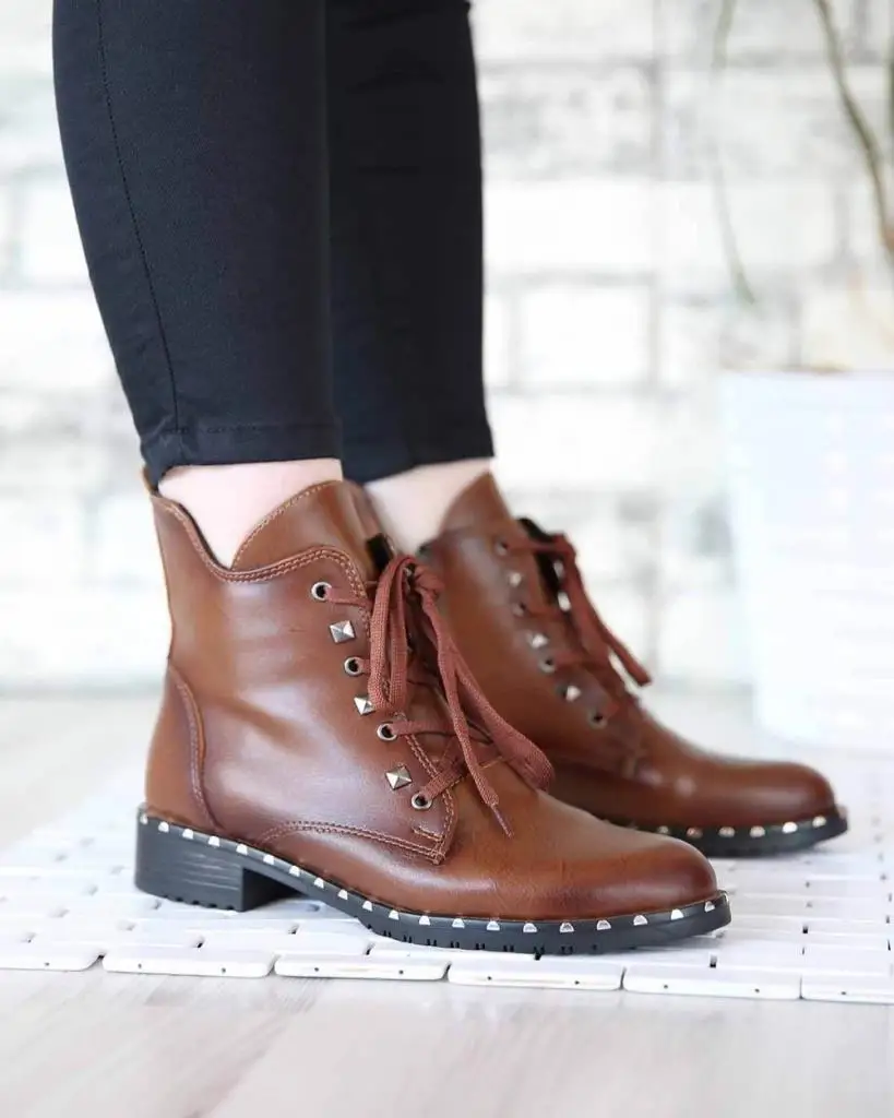 

Mosimoso Women's Ankle Height Boot Sabrina Taba Skin Lace-up Zip Pin Sole Women Boots
