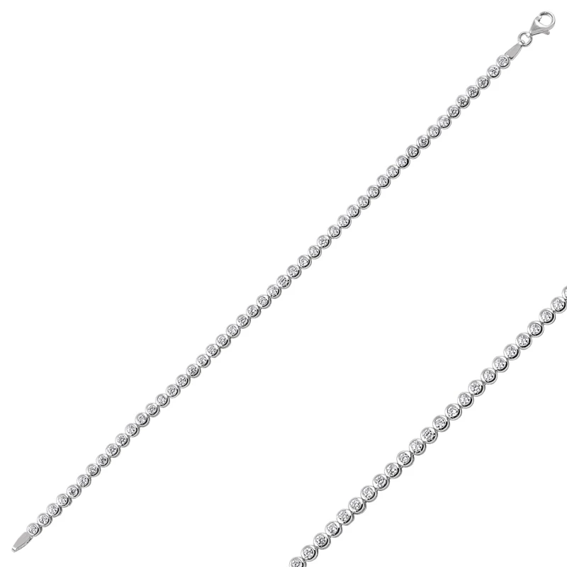 

Silver 925 Sterling 2mm Zirconia stone Watercourse Bracelet