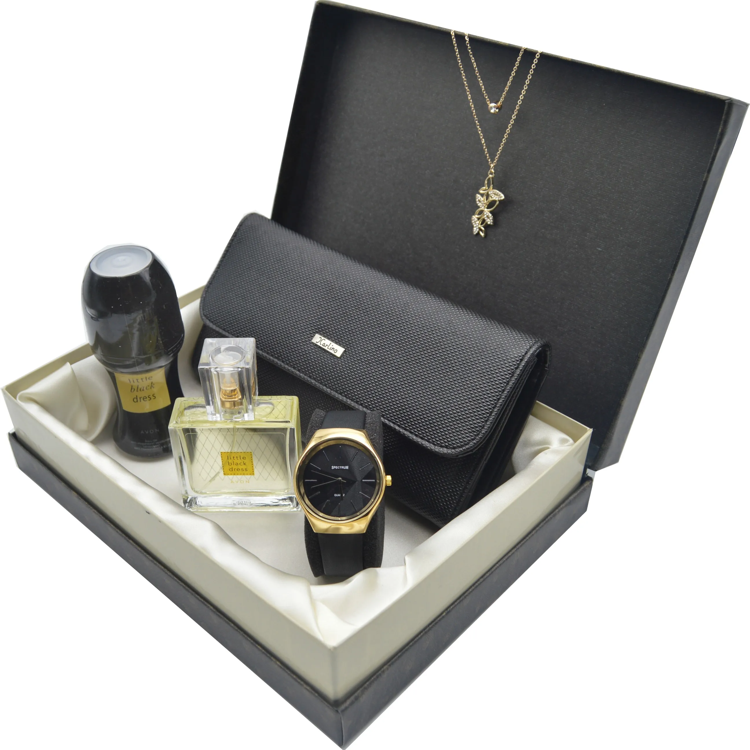 Gift Set AVON Perfume + Leather Wallet + Watch + Necklace