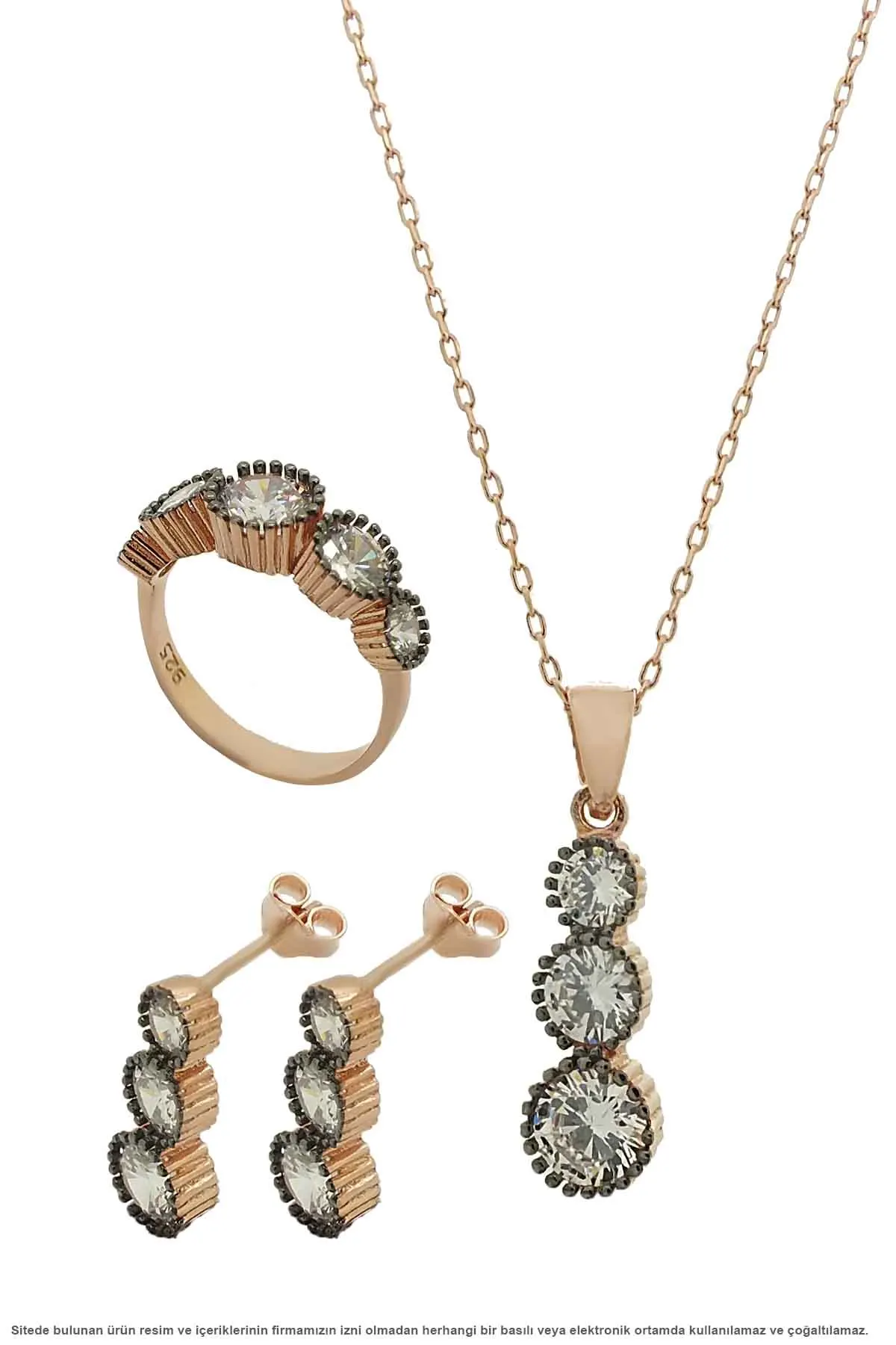

Rose Zircon Cubic Zirconia Silver Women 'S Triple Set