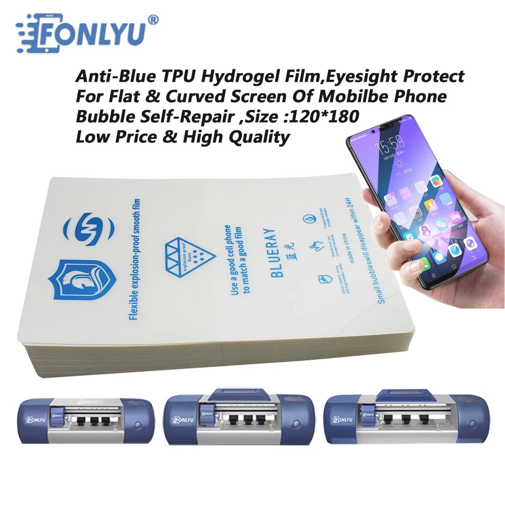 Fonlyu Blueray Hydrogel Film Per F140 F150 F200 Macchina Da Taglio Per Film Adesivo Per Schermo Del Telefono Pellicola Frontale Con Tempo Di Taglio