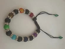 Pulsera clásica de 8mm con cuentas de piedra de Lava para hombre y mujer, cadena de 7 colores, cuerda tejida, Yoga, amistad, joyería ajustable