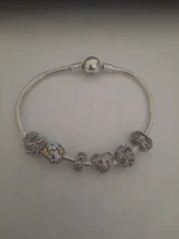 Cuentas de circonia cúbica deslumbrantes, accesorio de plata de ley 925, apto para pulseras y brazaletes, joyería, 3 días de entrega a España, BSC039