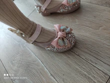 Zapatos de cuero con lazo de diamantes de imitación para niñas, zapatillas de baile de fiesta, zapatos planos de rendimiento para bebés y estudiantes, D785