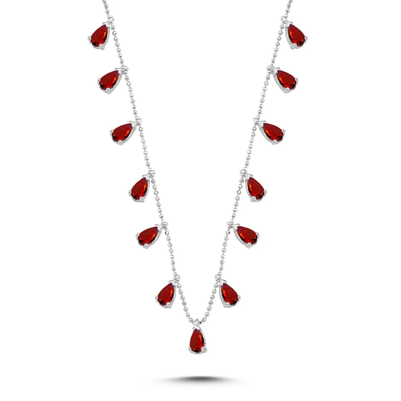 

Silver 925 Sterling Drop Zircon Cubic Zirconia Dangle Necklace
