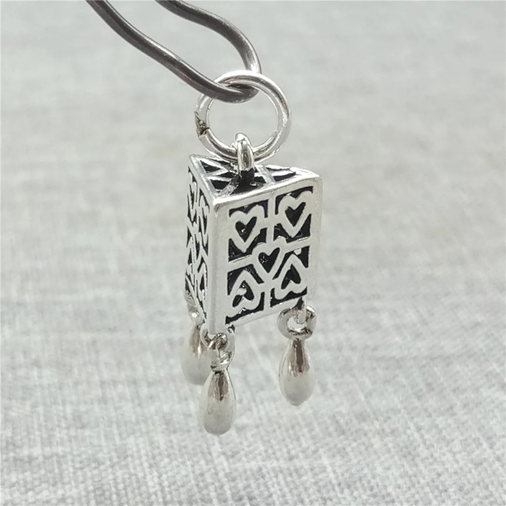 

2pcs of 925 Sterling Silver Love Heart Lantern Charms for Necklace Bracelet