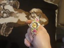 Las mujeres reloj de cuarzo de lujo brazalete con flores de cristal Vintage reloj de acero inoxidable con diamantes часы женские elegante falda 03 *