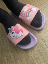 Suihyung-Zapatillas de unicornio arcoíris para niños y niñas, zapatos de playa para niños, pantuflas suaves para interiores