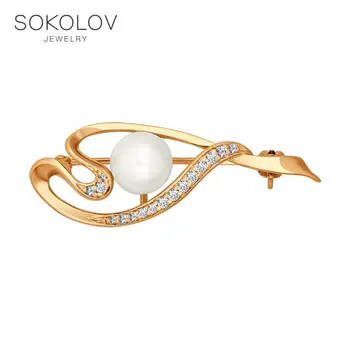 

Gold-plated brooch with pearls SOKOLOV fashion jewelry silver 925 women's male