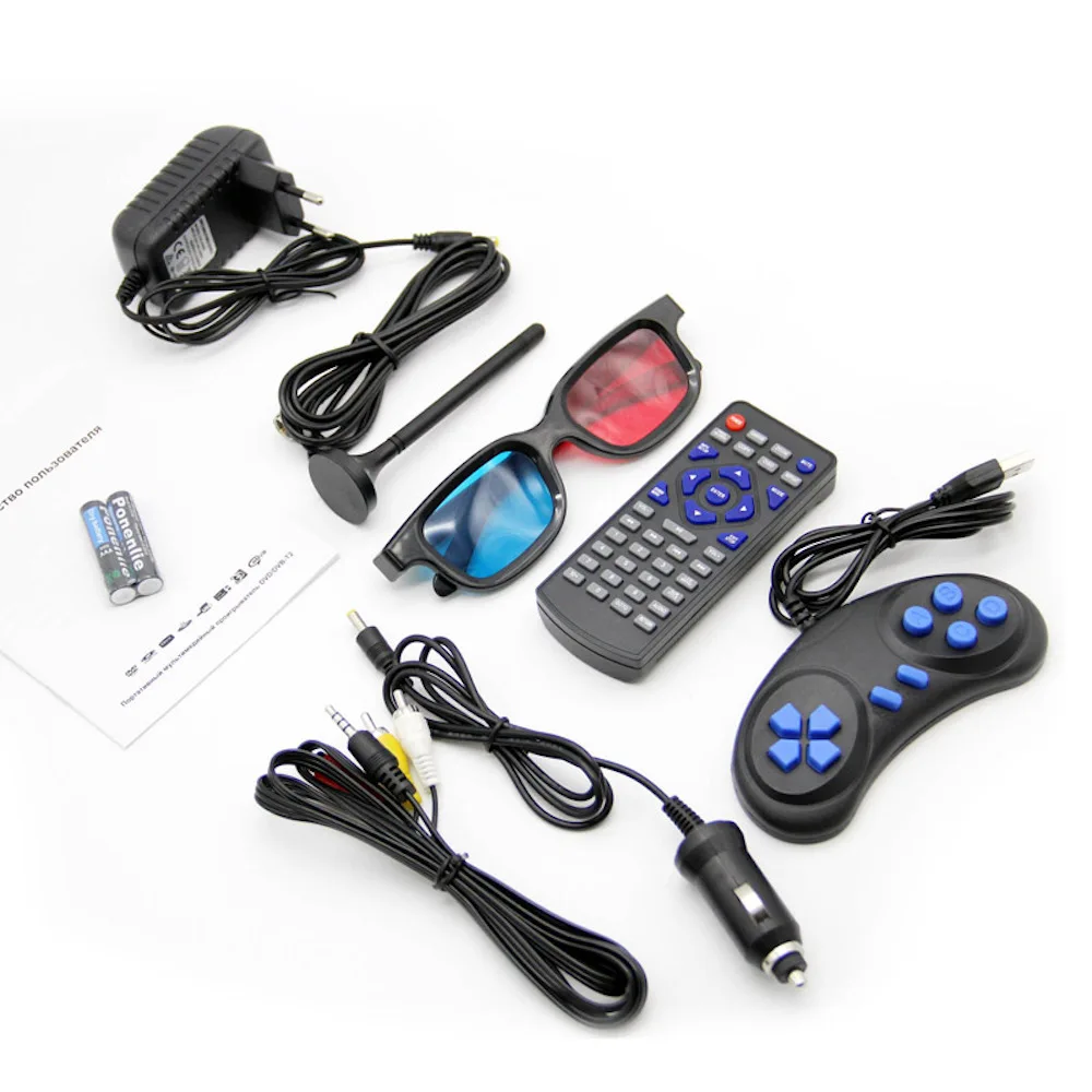  Portable dvd player with tv tuner DVB-T2 swivel screen record player TV for home car charger Eplutu