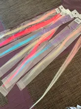 Lupu-extensiones de cabello sintético para mujer, extensiones largas y rectas de color arcoíris, resistentes al calor