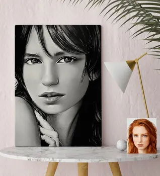 

Personalized Women 'S Charcoal Artistic Portrait Design Canvas Table 30x50cm-25