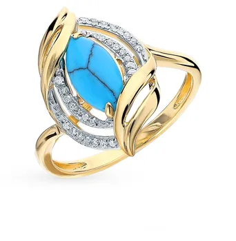 

Gold ring with turquoise and diamonds sunlight sample 585