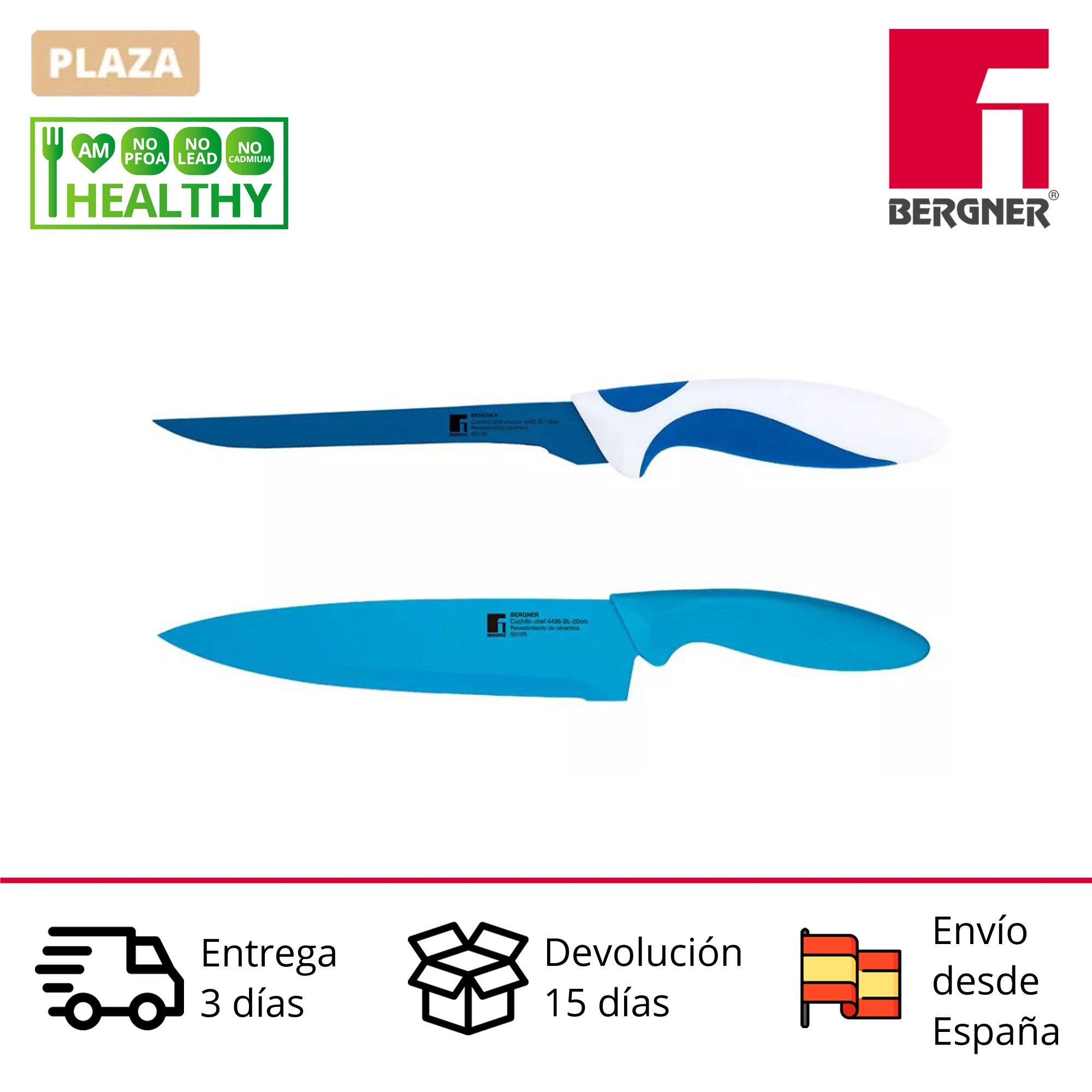 Bergner Blue White Knife Set With Stainless Steel Cutting Edge For Kitchen Kitchen Knives Aliexpress