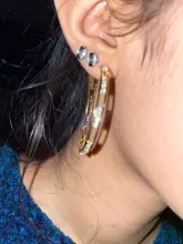 Crystal-Hoop-Earrings Statement Jewelry Gifts Geometric Round FYUAN Women Golden 