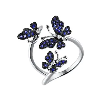 

Sokolov ring in white gold with diamonds and sapphires, fashion jewelry, 585, women's male