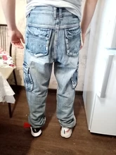 Pantalones vaqueros rectos de estilo japonés para hombre, Jeans holgados de motorista con bolsillos laterales, color azul holgado, nuevo, 2021