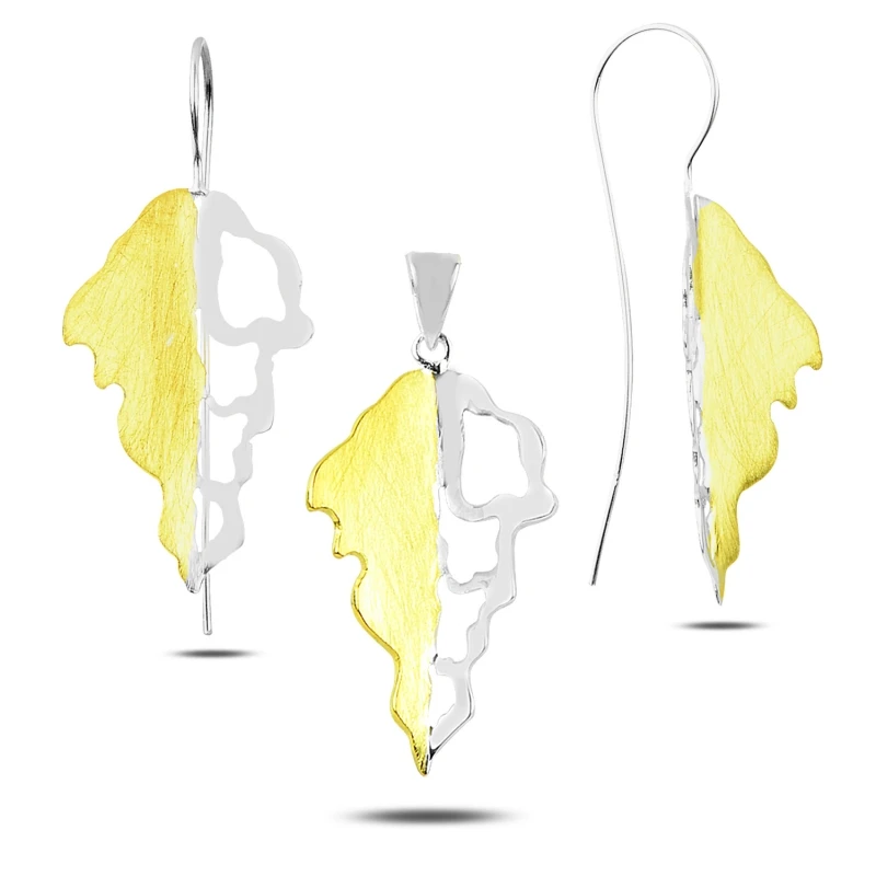

Silver 925 Sterling Matte Textured Leaf Set