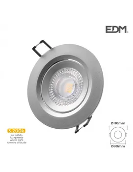 

Led Downlight recessed 5w 380 lumen 3.200k round frame Chrome edm
