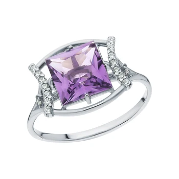 

Silver ring with amethyst and cubic zirconium sunlight sample 925