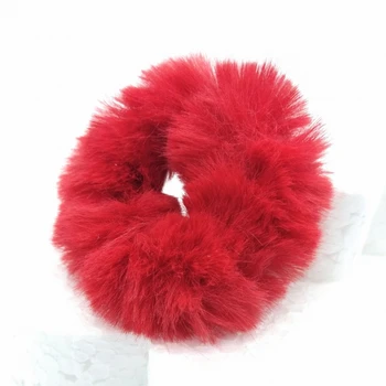 

Hair accessory, 2 piece pack, women's red plush rubber, scruchies.