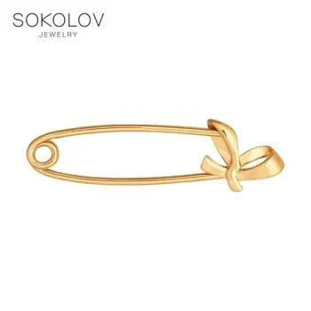 

Sokolov gold brooch, fashion jewelry, 585, women's male