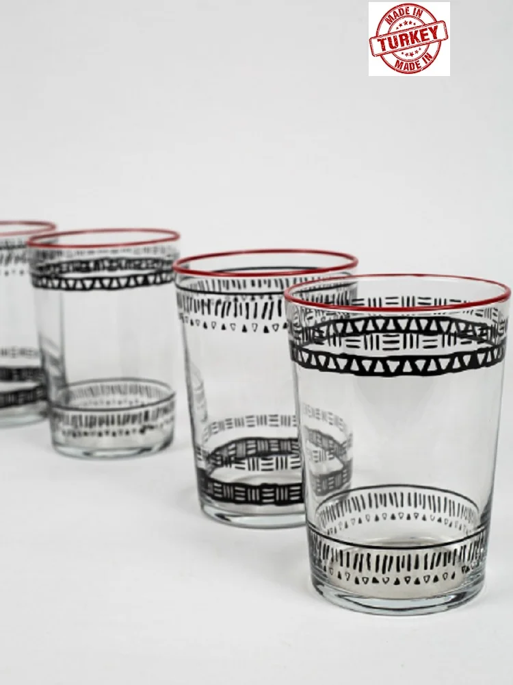 

4 PIECES AZTEC GLASS SET - 510 ML - WATER MILK JUICE - MADE IN TURKEY