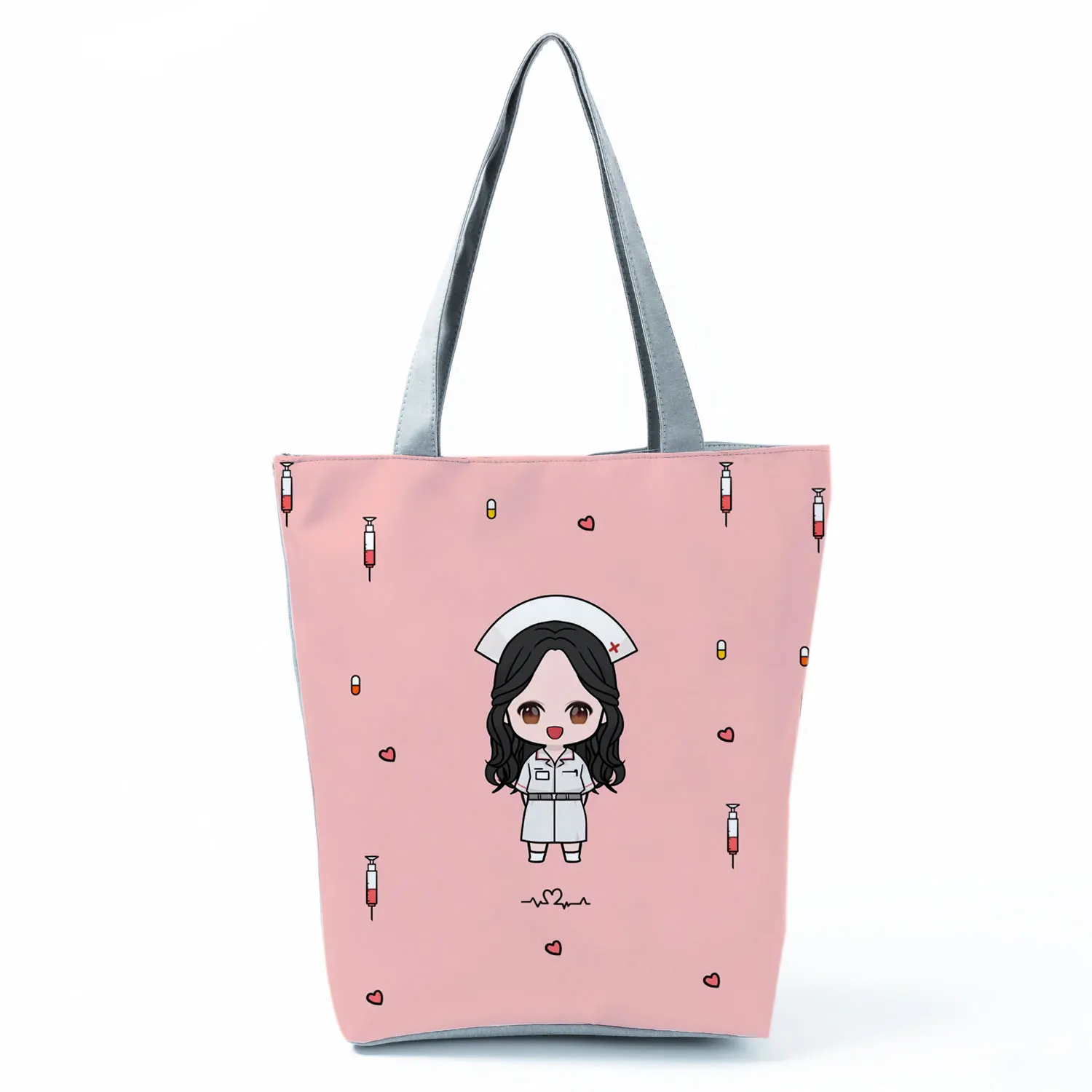 Cartoon Dentist Nurse Handbags for Women Portable Eco Friendly All-Match Women's Casual Tote Fashion Eco Reusable Handbag Ladies 