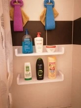 Shelf Bathroom Storage-Rack Shampoo Seasoning Self-Adhesive Kitchen White Wall-Mounted