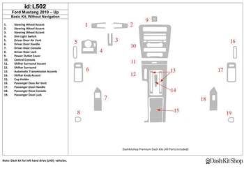 

Interior trim for Ford Mustang 2010-UP. Set L502.