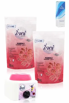 

Pearl waxing pink 2 PCs 200 grams (total 400 gram) + waxing heater machine + feather reducing spray, hard beads wax, hair removal