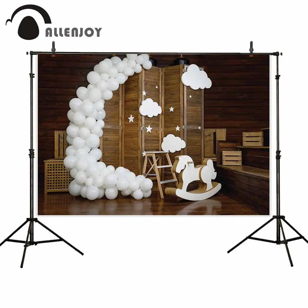 Оборудование для фотостудии от компании allenjoy Фотофон винтажный деревянный пол белый воздушный шар качающаяся лошадь детский душ Фотофон фотосессия