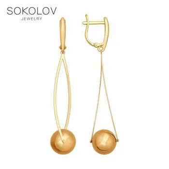 

Long drop earrings SOKOLOV gold, fashion jewelry, 585, women's male, long earrings
