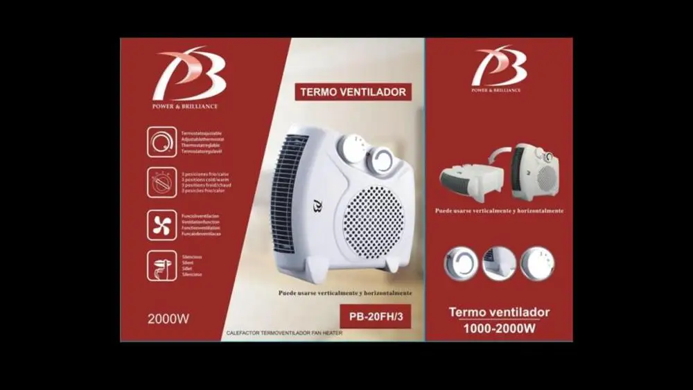 Calefactor VERTICAL eléctrico Aire 2000 W Calentador Baño