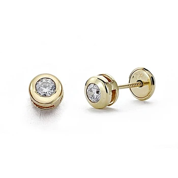 

18k gold earrings chatón 5mm. Cubic zirconia screw [8000]