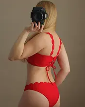 INGAGA-Bikinis de realce para mujer, traje de baño con borde festoneado, bañador de banda Negro, Bikini liso para mujer, ropa de playa 2021