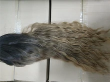 HENRY-Suarez Ombre marrón oscuro de agua a largo de la peluca de la onda de alta temperatura disfraz diario de Cosplay parte media peluca sintética para las mujeres Afro