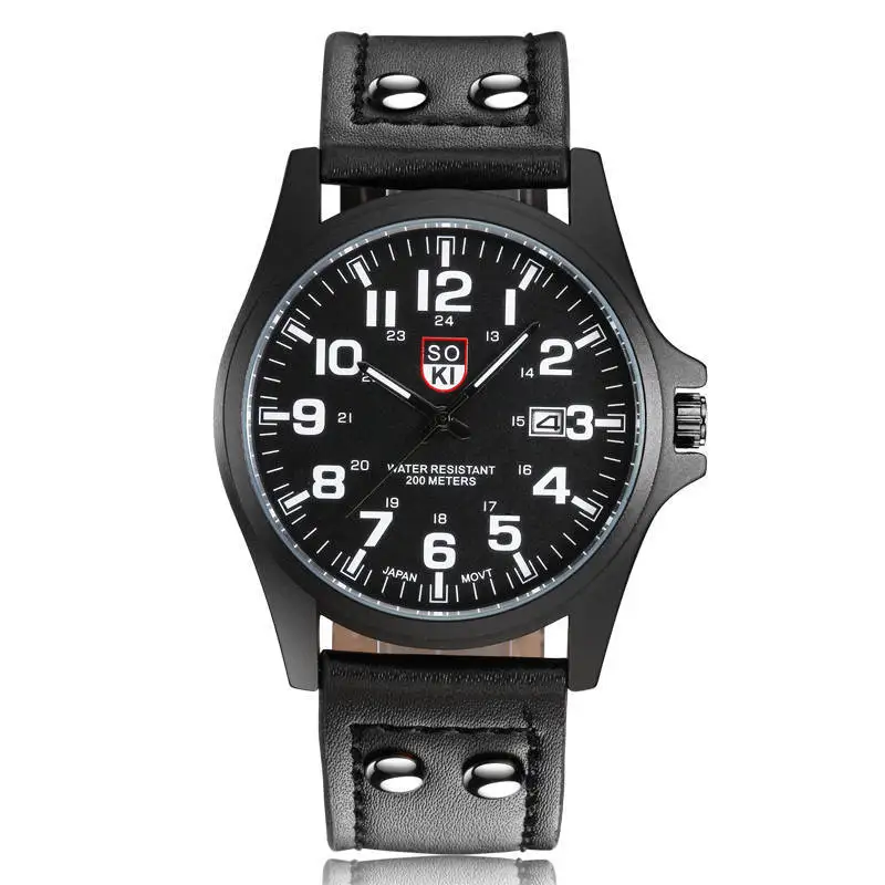 Men Sports Casual Wristwatch QuartzLeather Strap Watches Masculino Relogio Fashion Male Calendar Clock Out-door Reloj Hombre 5