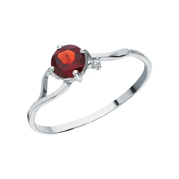 

Silver ring with cubic zirconia and Garnet sunlight sample 925
