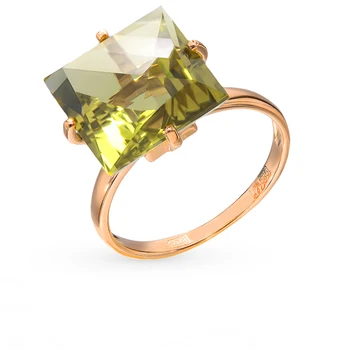 

Gold ring with quartz sunlight sample 585 test