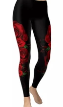 Mallas deportivas Push Up para mujer, polainas de poliéster, estampado de rosa roja, fuerza elástica, Fitness, nuevo estilo