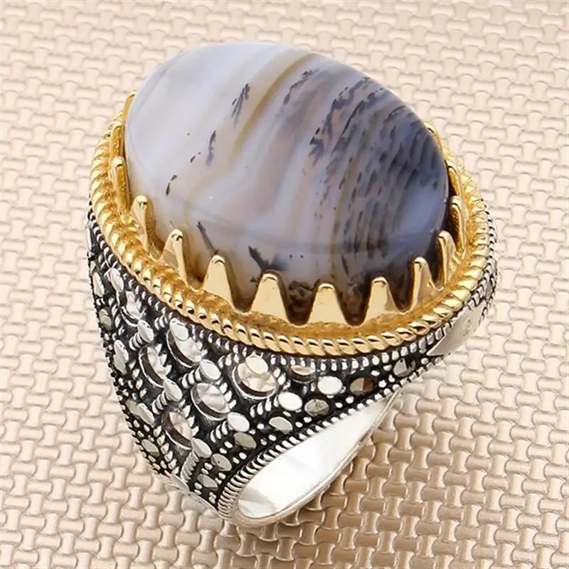Sterling Silber Ring 925 Mit Stein Für Männer Jemen Achat Edelstein Geschenk Für Ihn männer Ringe Handmade Türkische schmuck|Ringe| - AliExpress