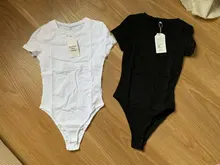 Body informal básico blanco y negro para mujer, Body de manga corta para mujer, Top de algodón, mono ajustado para mujer 2020