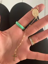 Collar con colgante de oro y oro rosa para mujer, colgante de cruz, religioso, bohemio