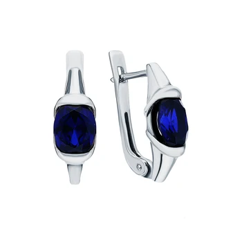 

Silver earrings with sapphires synthetic sunlight sample 925