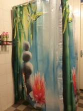 Shower Curtain Bathroom-Decoration Bamboo Green Waterproof Zen Buddha 3D Mildew Running-Water