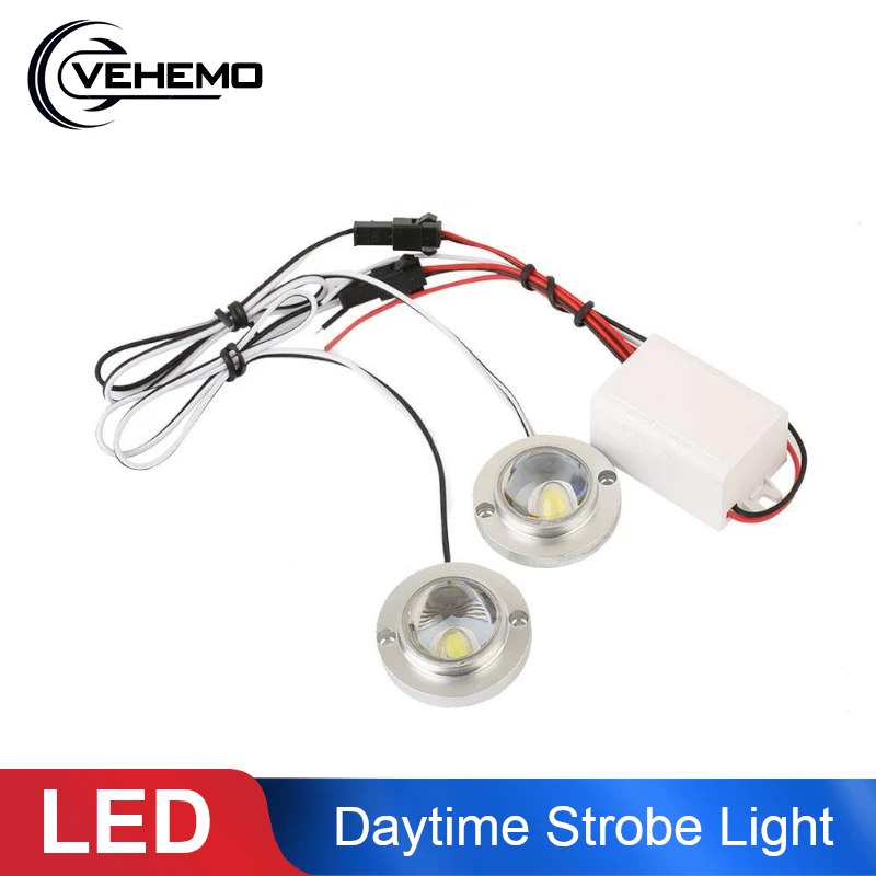 

Vehemo Emergency Light Emergency LED Strobe Light Car Daytime Running Light for Flash Light 2 LED for Bright