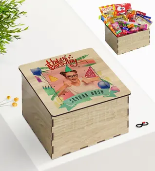 

Tailor-made In Wooden Box Photo Birthday Design Nostalgic Lezzetler Gift Seti-6