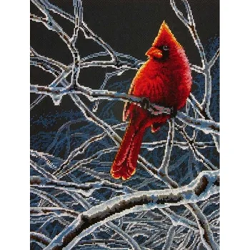 

Set for embroidery stitch dimensions ice Cardinal (cardinal on обледеневшей branch) 35292